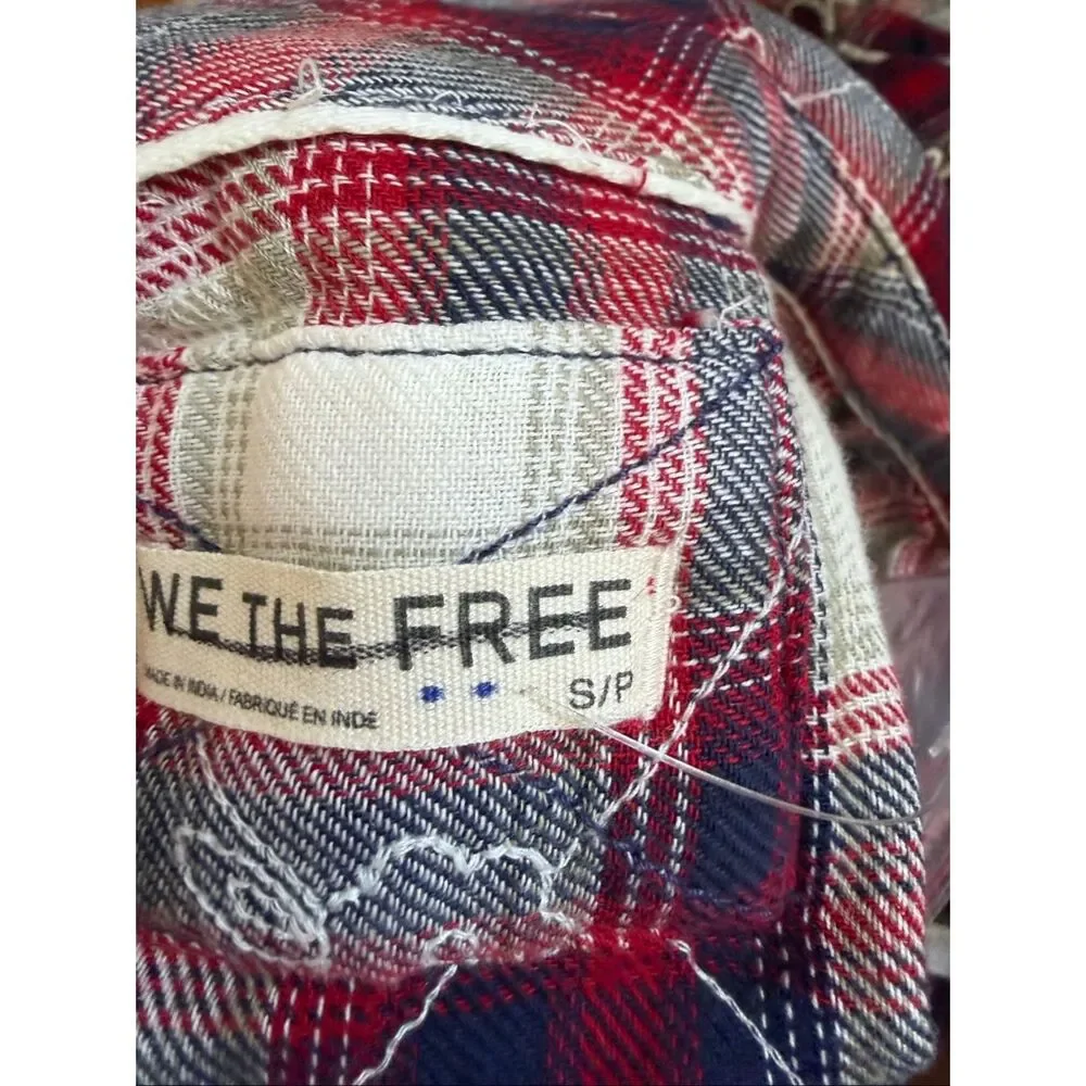 We The Free / Free People Georgia Plaid Embroidered Button Down